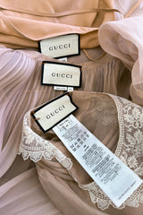 Fall 2020 Gucci by Alessandro Michele Runway Look 29 Dusty Pink Silk Dress & Skirt Overlay Set