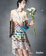 Hugely Documented Spring 2014 Chanel by Karl Lagerfeld Rainbow Print & Lace Runway Dress