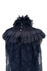 Extraordinary Fall 2008 Chanel by Karl Lagerfeld Blue Lace & Chiffon Dress & Cape Set