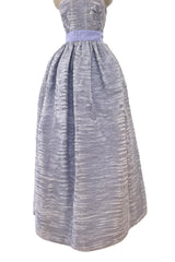 Elegant Late 1950s Sybil Connolly Couture Pale Lavender Pleated Linen Strapless Dress w Shawl