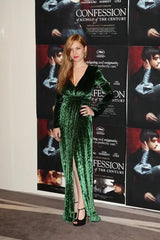 Beautiful Fall 2012 Gucci by Frida Giannini Runway Look 35 Deep Green Velvet Dress w Leopard Pattern