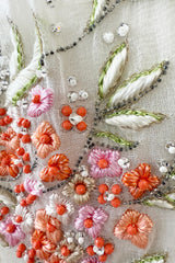 Dreamy Spring 2008 Christian Dior by John Galliano Ivory Silk Chiffon Dress w Hand Done Floral Embroidery