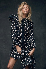 Prettiest Resort 2017 Gucci by Alessandro Michele Black & White Polka Dot Silk Chiffon Dress