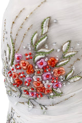 Dreamy Spring 2008 Christian Dior by John Galliano Ivory Silk Chiffon Dress w Hand Done Floral Embroidery