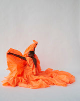 Spectacular Spring 2020 Valentino by Pierpaolo Piccioli Neon Orange Tent Dress w Outstanding Capped Sleeves