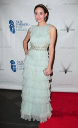 Spectacular Cruise 2009 Christian Dior by John Galliano Soft Pastel Blue-Green Ruffle Dress w Beading