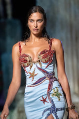 Phenomenal Spring 2021 Versace by Donatella Versace Runway Look 77 Embellished Starfish Dress