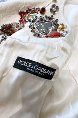 Spring 2015 Dolce & Gabbana Runway Look 48 Silk Brocade Mini Dress w Elaborate Front Embellishments