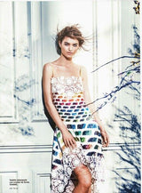 Hugely Documented Spring 2014 Chanel by Karl Lagerfeld Rainbow Print & Lace Runway Dress
