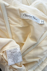 Dreamy Spring 2008 Christian Dior by John Galliano Ivory Silk Chiffon Dress w Hand Done Floral Embroidery