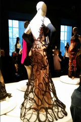 Exquisite Fall 2000 Jean Paul Gaultier Haute Couture Nude & Black Net 3D 'Script' Dress