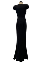 2011 Alexander McQueen Sculpted Bias Cut Black Silk Dress w Front Scoop