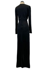 Spring 2018 Givenchy by Clare Wright Keller Long Tie Black Front Plunge Jersey Dress