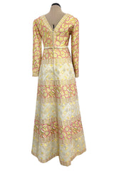 Wonderful 1960s Malcolm Starr by Elinor Simmons Pink Detailed Metallic Brocade Dress