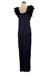 Exceptional Cruise 2009 Chanel by Karl Lagerfeld Blue Silk Deep Front Plunge Dress