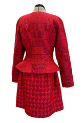 Fabulous 2000s Christian Lacroix Quilted Jacket & Skirt Suit Set with Gold Metal Closures