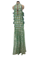 Outstanding Spring 2014 Lanvin by Alber Elbaz Runway Metallic Green & Gold Dress w Ribbon Detailing