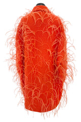 Fall 2019 Valentino by Pierpaolo Piccioli Orange Wool & Feather Coat