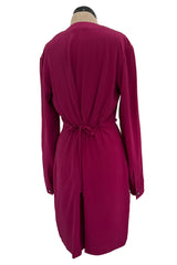 Chic Early 2000s Chloe Deep Burgundy Merlot Coloured Simple Silk Shift Dress w Ties