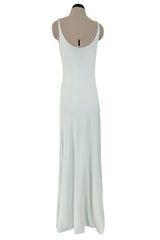 Fantastic 1973 Halston Runway Pale Blue Green Double Layer Silk Jersey Sleeveless Tank Dress