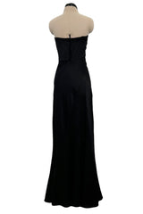 Incredible Spring 2003 Christian Dior by John Galliano Black Silk Open Cut Out Bow Dress w High Slit