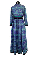 Gorgeous 1960s Unlabeled Metallic Blue Turquoise & Purple Beaded Dress