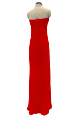 Spring 2000 Valentino Strapless Red Silk Crepe Dress Re-issue of the 1965 Couture Original