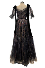 Dreamy Spring 2018 Valentino by Pierpaolo Piccioli Black Tulle Sequin w Velvet Bows