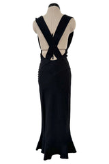 Fantastic Spring 1999 John Galliano Runway Look 11 Black Bias Cut Dress w Wide Strap Open Back