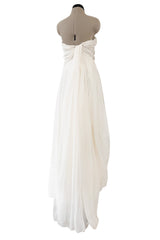 Dreamy Spring 2008 Christian Dior by John Galliano Ivory Silk Chiffon Dress w Hand Done Floral Embroidery
