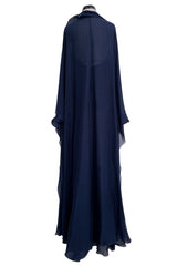 Fall 2014 Valentino by Pierpaolo & Piccioli & Maria Grazia Chiuri Deep Blue Silk Chiffon Caftan Dress