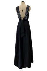 Incredible Cruise 2000 Chanel by Karl Lagerfeld Crinkle Textured Silk Dress w Sequin Detailing