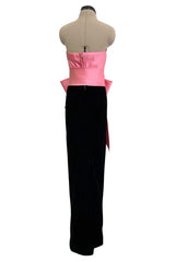 Gorgeous & Chic Fall 1984 Givenchy by Hubery de Givenchy Haute Couture Strapless Pink Silk & Black Velvet Dress