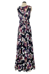 Cruise 2010 Chanel by Karl Lagerfeld Runway Look 33 Silk Chiffon Dress w Oversized Purple Floral Print