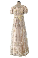 Outstanding 1967 George Halley Couture Heavily Embroidered, Rhinestone & Applique Soft Pink Dress