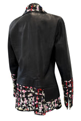Fantastic Spring 2011 Chanel by Karl Lagerfeld Runway Look 48 Leather Jacket w Floral Silk Detailing