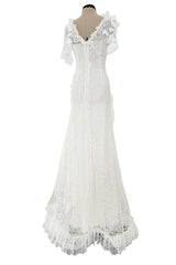 Dreamy Fall 2016 Rodarte Runway Look 40 White Lace, Silk & Net Bias Cut Dress w Hand Done Detailing