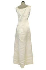 Incredible 1960s Philippe Venet Hand Made Haute Couture Ivory Silk Wrape Over Inner Structural Dress