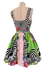 Dreamiest Spring 1992 Gianni Versace Versus Documented Pink Bow Detailed & Floral Print Dress