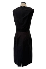 2010s Giambattista Valli Black Dress Stretch Sleeveless Dress w Front Metallic Thread Wool Inset