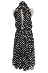 Chic 2006 Alexander McQueen Stark Black & White Polka Dot Silk Chiffon Halter Dress