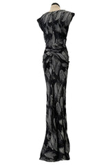 Outstanding Fall 2009 Christian Dior by John Galliano Bias Cut Metallic Silver Floral Print Dress