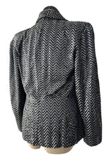 Impeccable Fall 1984 John Anthony Couture Silver & Black Chevron Hand Beaded & Sequin Jacket
