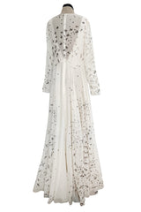 Spectacular Spring 2017 Valentino by Pierpaolo Piccioli Runway Look 52 Zandra Rhodes Print White Silk Chiffon Dress