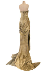 Iconic Spring 2008 Nina Ricci by Olivier Theyskens Runway Look 36 Gold Metal Thread Dress