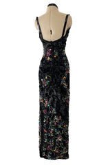 Exquisite 1950s Unlabeled Hand Made Couture Heavily Sequinned & Beaded Strapless Burlesque or Showgirl Dress