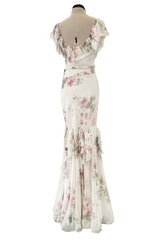 Outstanding Fall 2001 John Galliano Runway Look 41 Bias Cut Silk Chiffon Dress w Romantic Floral Print