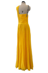 Spring 2009 John Galliano Deep Yellow Silk Chiffon Dress w Rhinestone Detailing