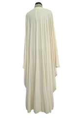 Incredible 1974 Yuki by Gnyuki Torimaru for Rembrandt Ivory Jersey Front Plunge Caftan Dress