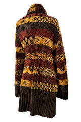 Fall 1994 Christian Lacroix Runway Knit Printed Striped Slouchy Cardigan w Original Belt